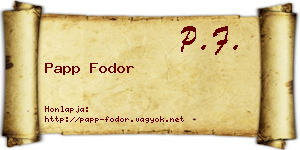Papp Fodor névjegykártya